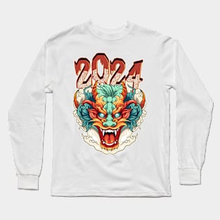 Chinese New Year 2024 Year of The Dragon Head Long Sleeve T-Shirt